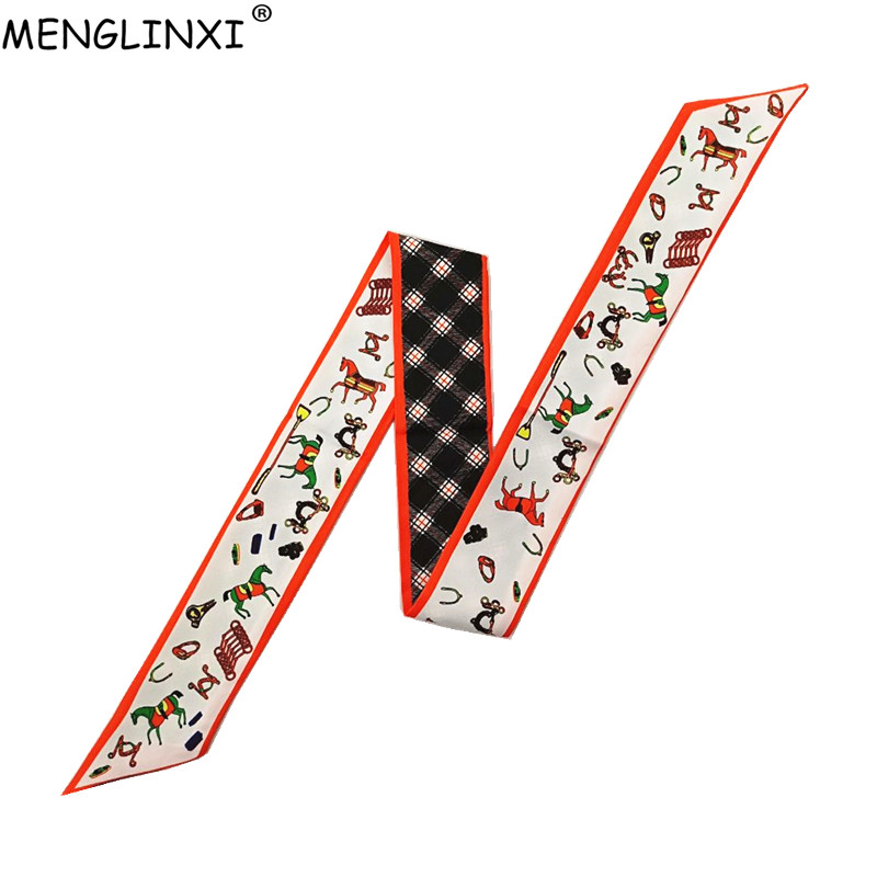 Luxury Bags Women Brands - 여성용 말 격자 무늬 스키니 스카프,