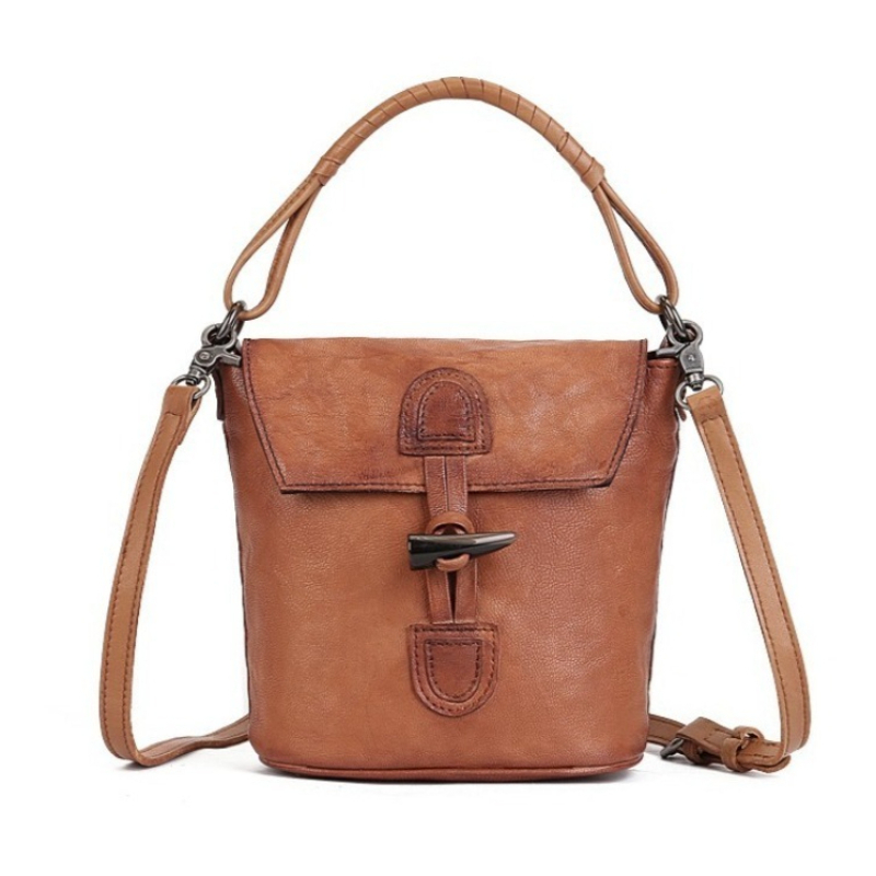 Luxury Bags Everyday - 여성용 빈티지 버킷백, 천연 가죽 숄더백,
