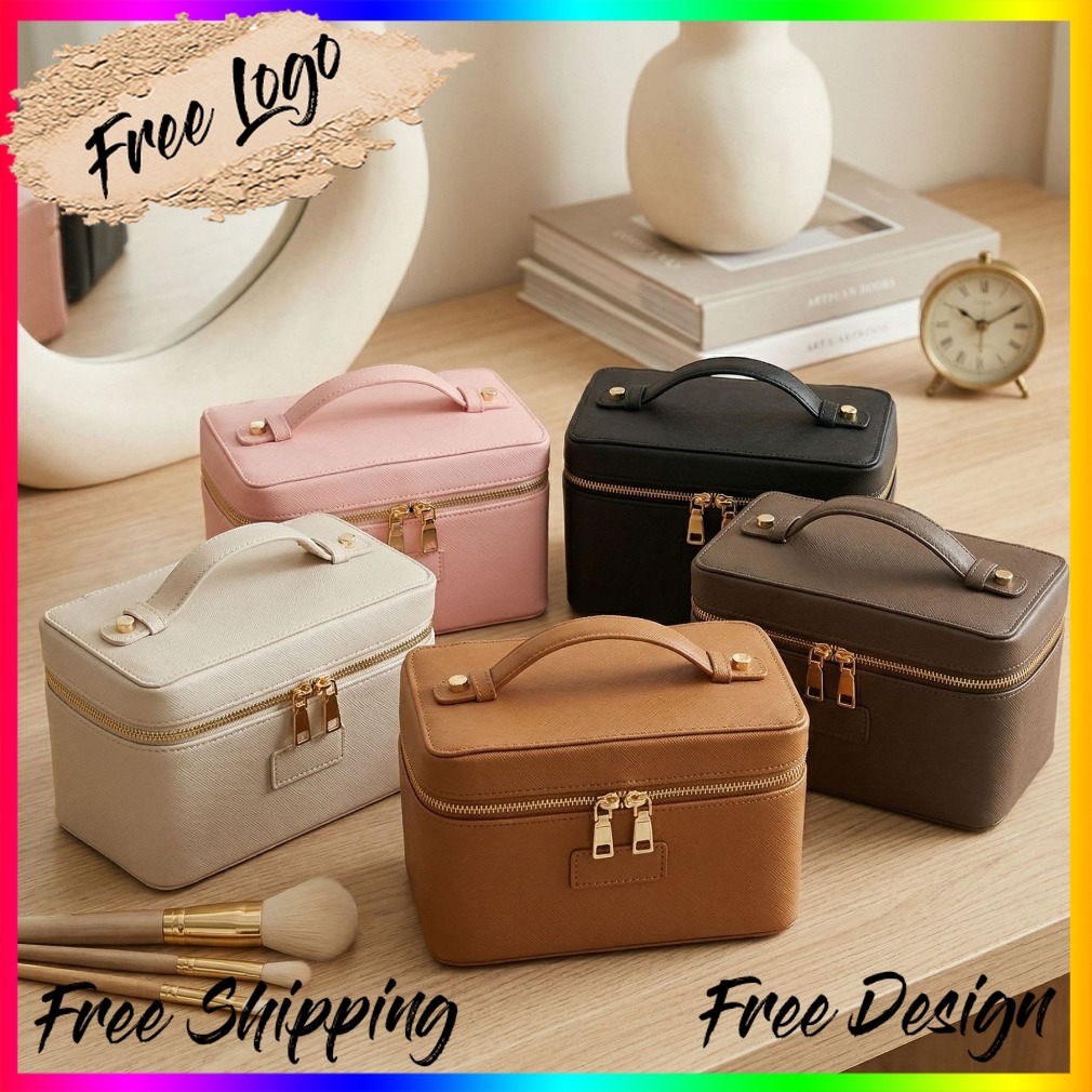 Luxury Bags Storage - 럭셔리 타조 무늬 가죽 화장품 가방