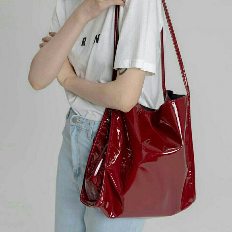 Top Handle Patent Bag - Yogodlns 럭셔리 특허 가죽 토트 백
