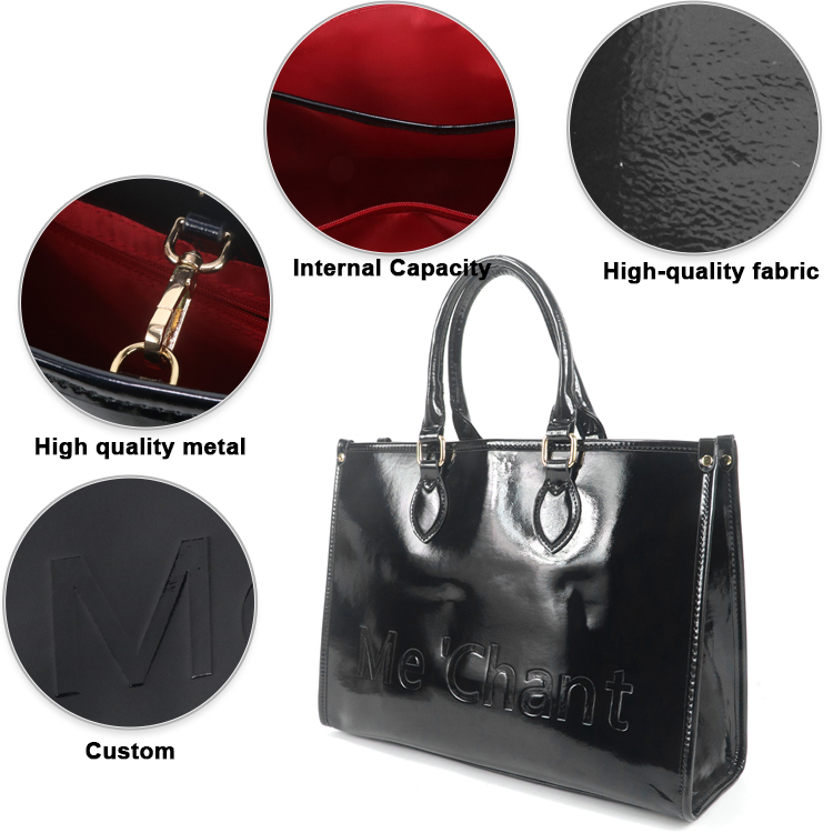 여성용 블랙 광택 에나멜 PU 가죽 토트백, 구조적인  - Top Handle Patent Bag 리뷰 및 가격