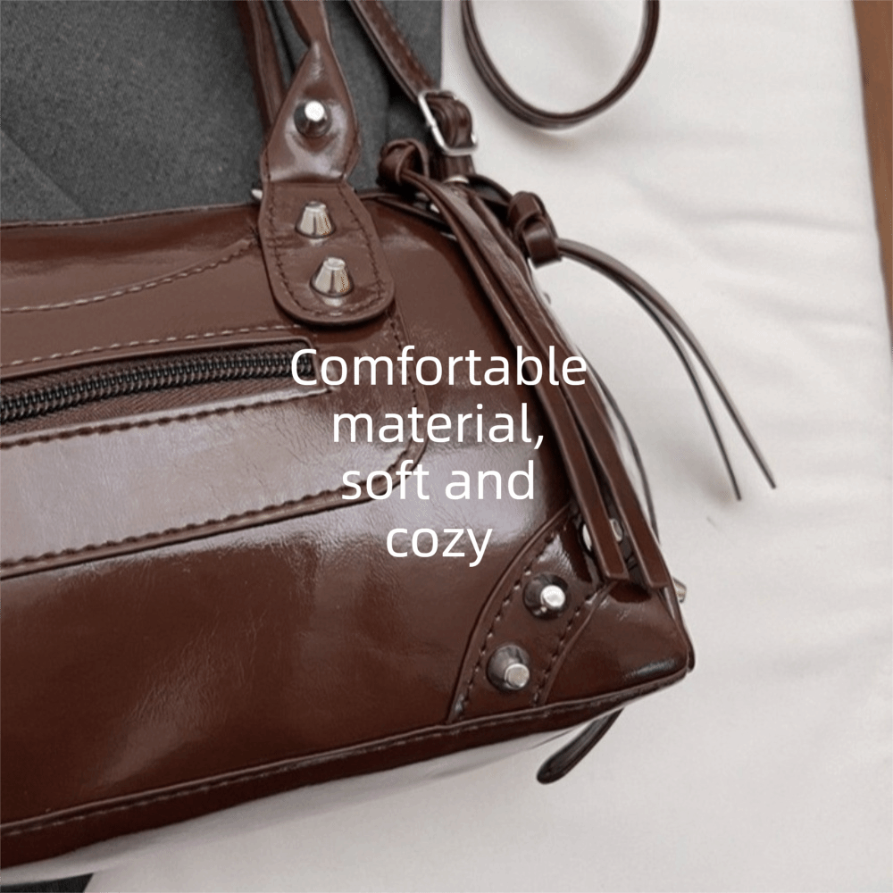 빈티지 리벳 장식 대용량 패턴트 가죽 숄더백 지퍼 탑  - Top Handle Patent Bag 리뷰 및 가격