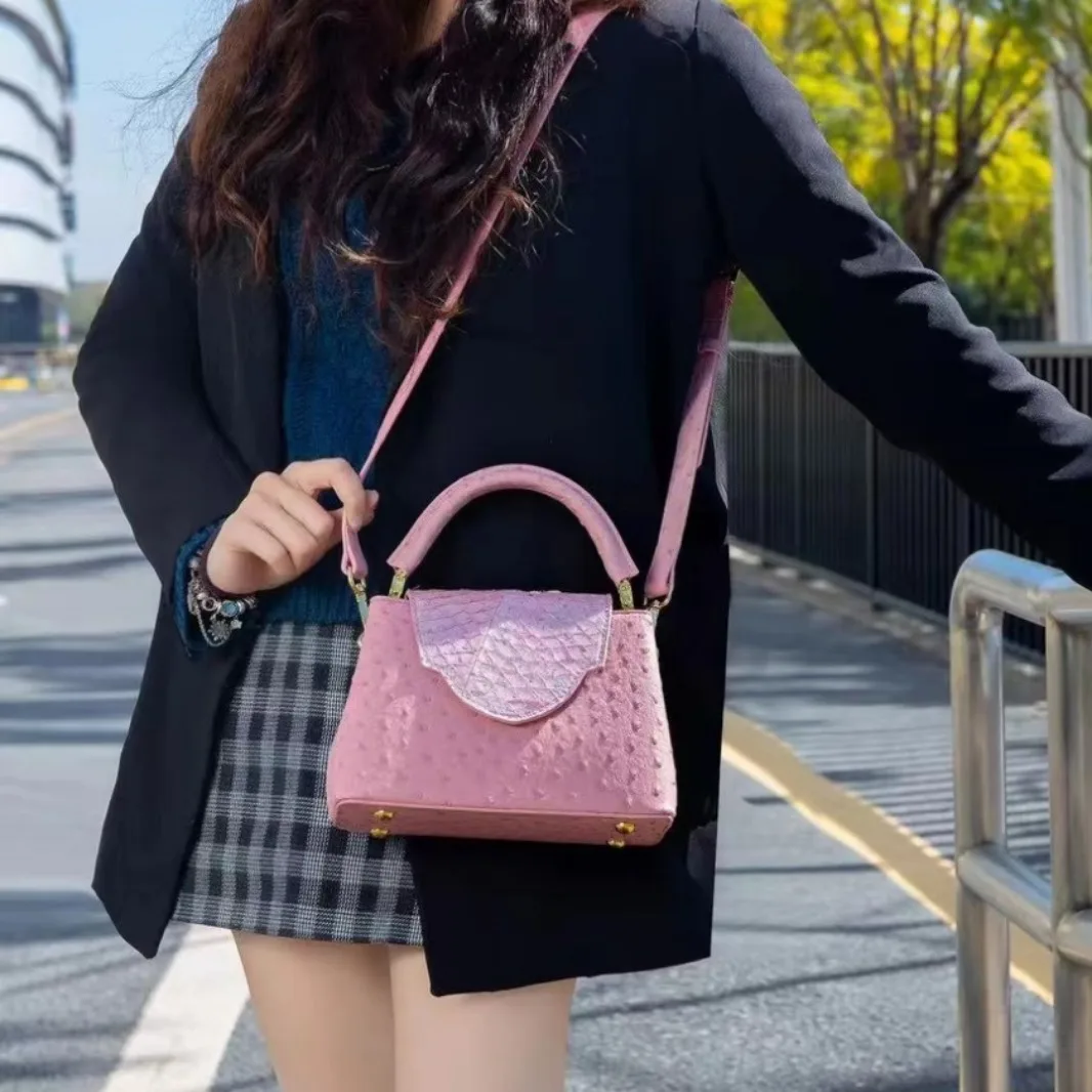 HXia 럭셔리 스퀘어 여성 가방 타조 무늬 가죽 핸드 - Luxury Bags In Sale 리뷰 및 가격