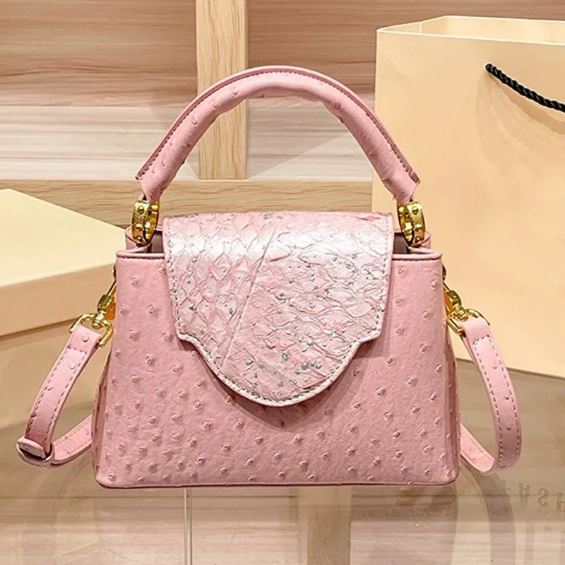 HXia 럭셔리 스퀘어 여성 가방 타조 무늬 가죽 핸드 - Luxury Bags In Sale 리뷰 및 가격