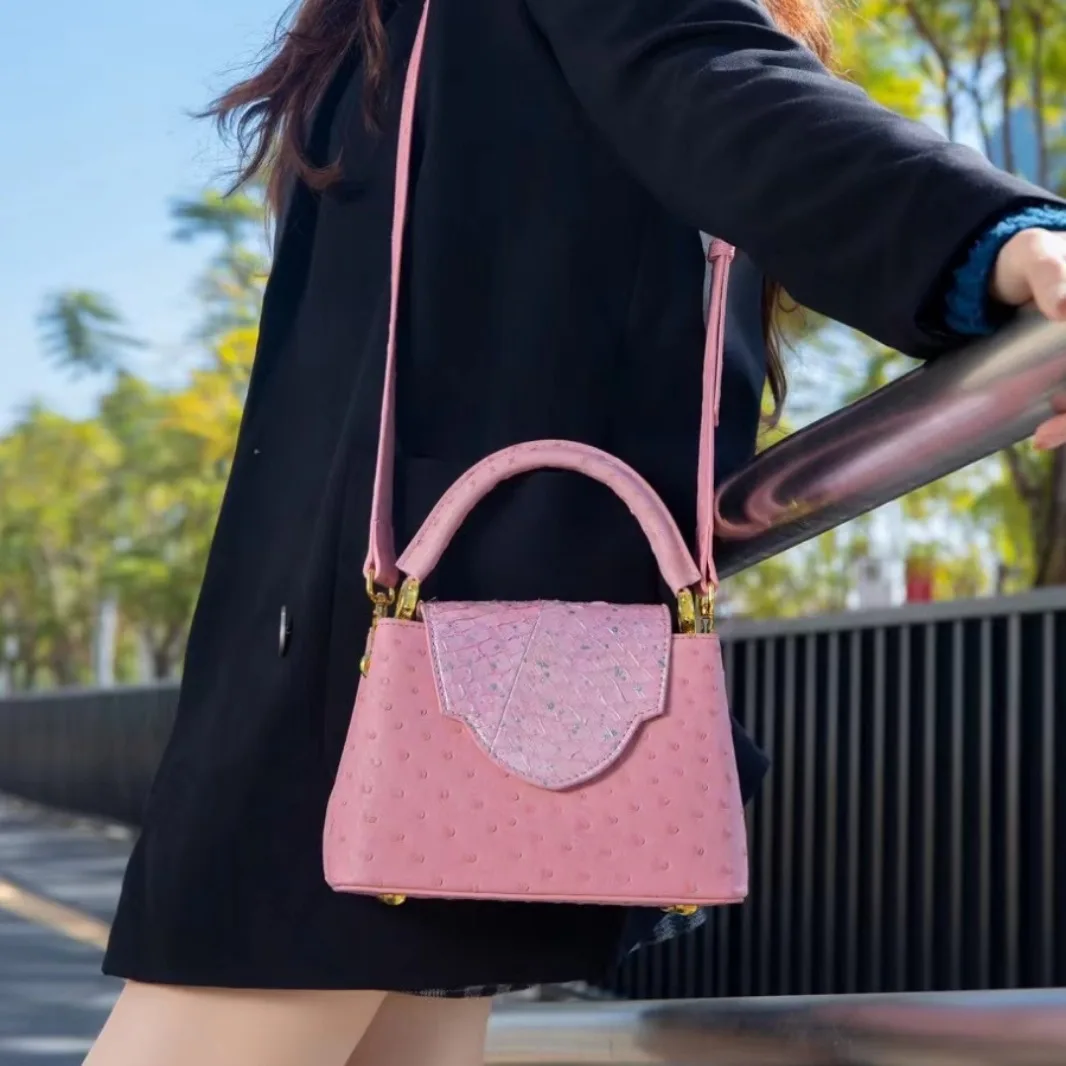 HXia 럭셔리 스퀘어 여성 가방 타조 무늬 가죽 핸드 - Luxury Bags In Sale 리뷰 및 가격