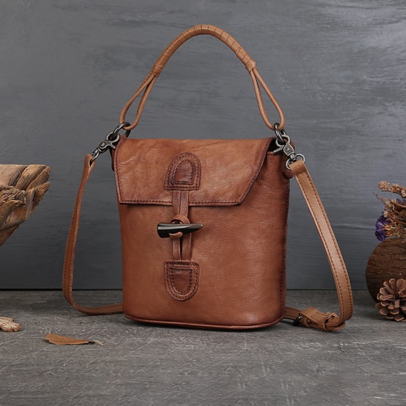 여성용 빈티지 버킷백, 천연 가죽 숄더백, 탑 그레인  - Luxury Bags Everyday 리뷰 및 가격