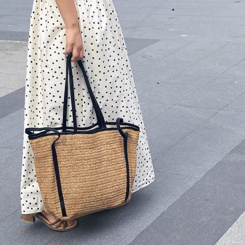 [라이트 럭셔리 밀짚 토트백] 솔리드 컬러 우븐 백 인 - Luxury Bags Must Have 리뷰 및 가격