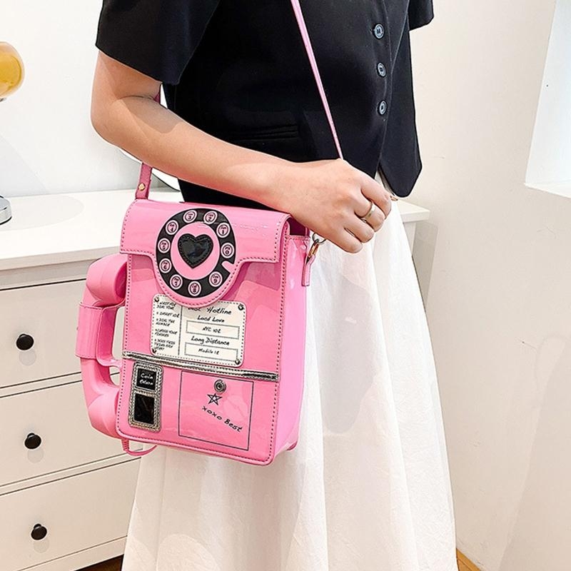 G5AE 여성 전화 모양의 핸드백 및 지갑 복고풍 전화 - Top Handle Patent Bag 리뷰 및 가격