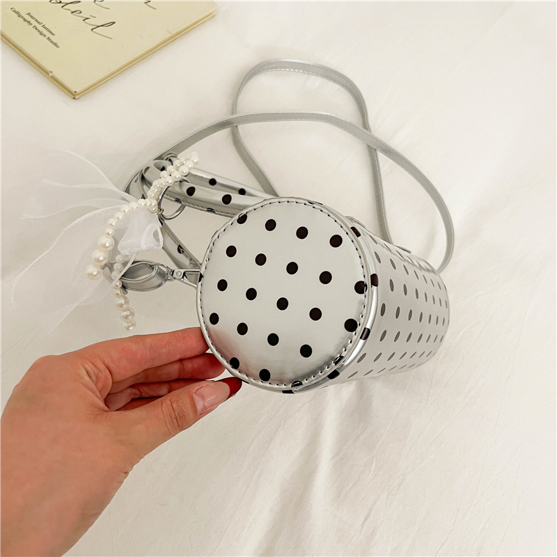 한국식 폴카 도트 미니 핸드백 귀여운 리본 진주 장식  - Top Handle Patent Bag 리뷰 및 가격
