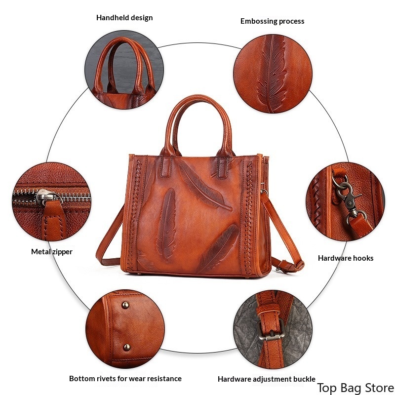 빈티지 미니 숄더백 여성용 탑 그레인 가죽 깃털 무늬  - Luxury Bags Everyday 리뷰 및 가격